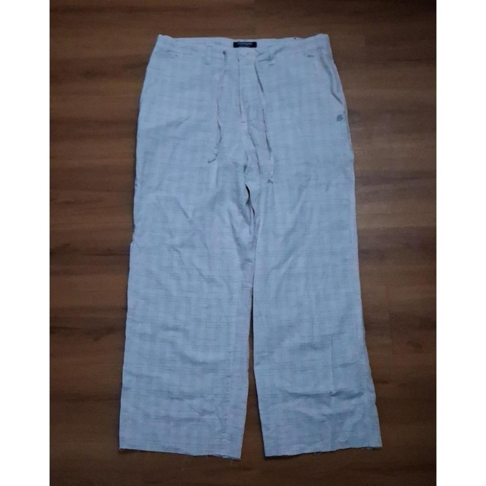 Mens Southpole Linen Blend Drawstring Plaid Frayed Hem‎ Chino Pants